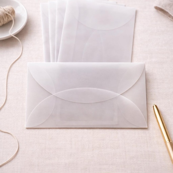 Sobres transparentes de papel vegetal, tamaño DIN largo – DL, para invitaciones de boda, tarjetas y papelería.