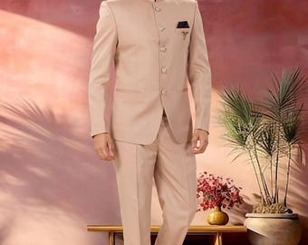 cream beige jhodpuri suit