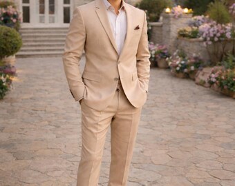 Traje de dos piezas color crema beige