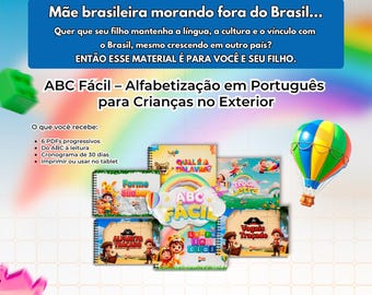 Portuguese Alphabet Workbook for Kids to Learn at Home - Caderno de Alfabetização em Português para Crianças Aprenderem em Casa