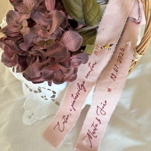 Personalized hand embroidery wedding bouquet ribbon