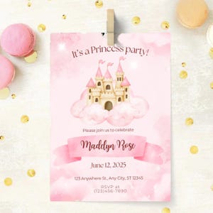 Editable Princess Birthday Party Invitation | Pink Princess Party | Instant Download