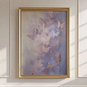 Butterflies Poster Art Print Cute Wall Decor Painting Preppy Dorm Room Print Blush Purple Painting Digital Download Butterfly Lover Gift