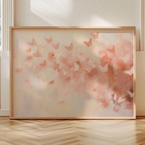 Butterflies Poster Art Print Cute Wall Decor Painting Preppy Dorm Room Print Blush Pink Painting Digital Download Butterfly Lover Gift