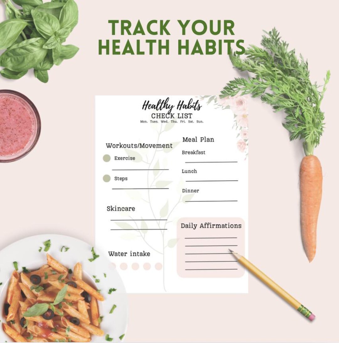 Healthy Habits Tracker Printable | Weekly Wellness Planner | Workout ...