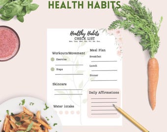 Gesunde Gewohnheiten Tracker Printable | Wochen Wellness Planer | Workout & Mahlzeitentracker | Fitness-PDF | Sofort Download