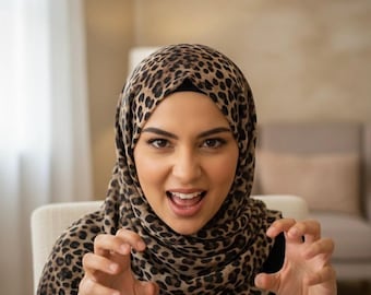 Hiyab de mezcla de modal con estampado de guepardo, ligero