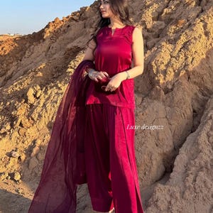 Pink Silk Farshi Shalwar Kameez Suit Plain Pakistani Suit Farsi Salwar Suit Custom Made For Womens Festive wedding party wear suits