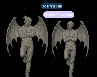Fallen Guardians  Winged Male Statue Set 3d print 3mf instant digital download
