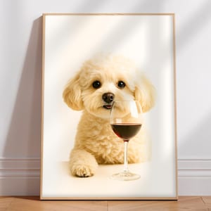 Personalized Funny Dog Art Print, Custom Dog Wall Decor, Wine Lover Gift, Pet Lover Home Decor, Digital Download, Printable Poster, Pet Gift