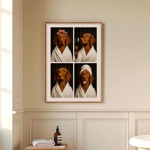 Custom Pet Portrait Photo Funny Bathroom Art Dog Reading Newspaper on Toilet Dog Wall Art Dog in Toilet Pet in Bathtub Personalized pet gift