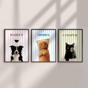 Custom Funny Dog Portrait with Wine, Personalized Digital Pet Art Poster, Dog Lover Gift, Colorful Pet Wall Art Print, Pet memory Gift