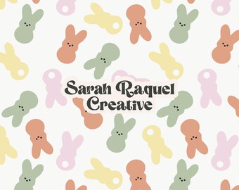 Multicolor Easter Bunny Seamless Pattern: Spring Bunnies Seamless Repeat (Digital Download) - Commercial Use