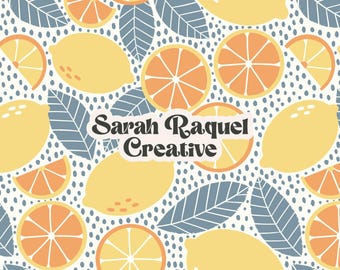 Lemon Slices Seamless Pattern - Summer Fruit Pattern File - Commercial Use
