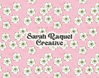 Summer Daisy Seamless Pattern: Pink and Green Ditsy - Floral Seamless Repeat (Digital Download) - Commercial Use