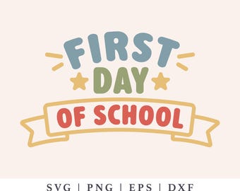 SVG del primer día de clases - SVG escolar retro - PNG de profesor - Archivo de corte Cricut para la vuelta al cole