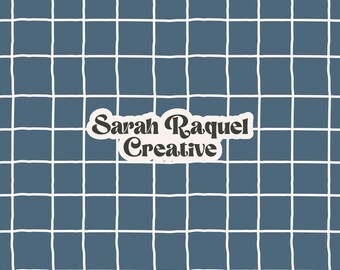 Sketchy Checks Seamless Pattern - Summer Checkerboard Seamless File - Denim Blue - Commercial Use