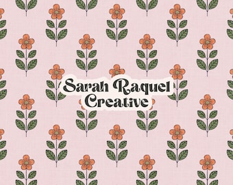 Pink Cottagecore Floral Seamless Pattern, Summer Flower Repeat, Grandmillennial Fabric Design - Commercial Use