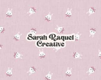 Easter Bunny Seamless Pattern: Girlie Spring Bunnies Seamless Repeat (Digital Download) - Commercial Use