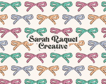Multicolor Bows Seamless Pattern: Cottagecore Easter Seamless Repeat (Digital Download) - Commercial Use