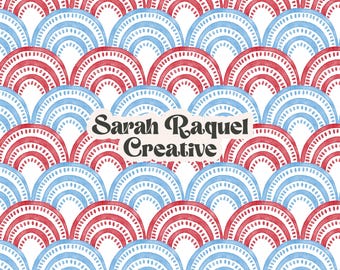 4th of July Scallop Seamless Pattern: Patriotic Summer Seamless Repeat (Commercial License)