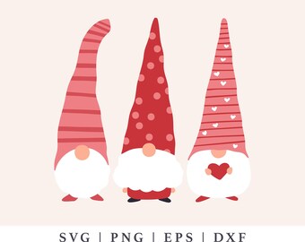 Paquete de archivos SVG de gnomos de San Valentín - Lindos archivos PNG para el Día de San Valentín - Archivo de corte Cricut de gnomos del amor
