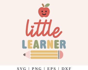 SVG Pequeño Aprendiz - SVG Preescolar - PNG Camiseta de Jardín de Infantes - Archivo de Corte Cricut Escolar Retro