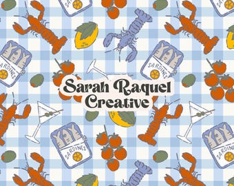 Amalfi Coastal Seamless Pattern: Tuscan Summer Seamless Repeat (Commercial License)