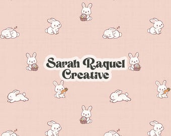 Ditsy Spring Bunny Seamless Pattern: Easter Bunnies Seamless Repeat (Digital Download) - Commercial Use