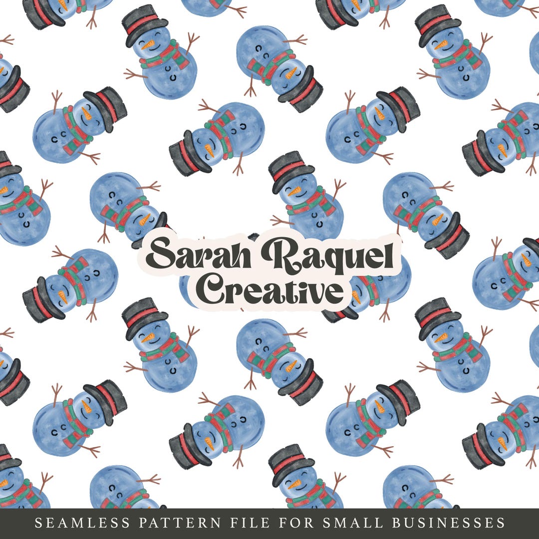 Winter Snowman Seamless Pattern: Watercolor Holiday Seamless Repeat ...