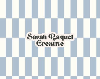 Summer Checkerboard Seamless Pattern - Rectangle Ocean Blue Checks Seamless Repeat (Digital Download) - Commercial Use