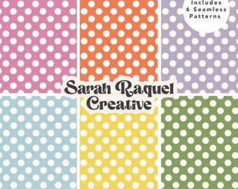 Polka Dot Seamless Pattern Bundle: Playful Summer Scrapbooking Seamless Repeat (Digital Download) Commercial Use