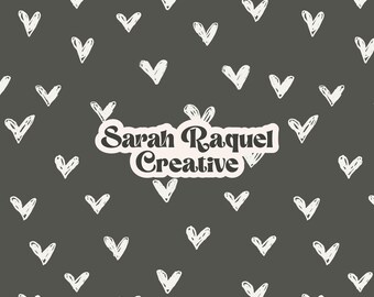 Sketchy Hearts Seamless Pattern - Black & White - Kids and Pets Seamless Repeat - Commercial Use
