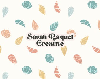 Seaside Seashell Seamless Pattern - Sandy Summer Seamless Repeat - Commercial Use