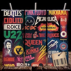 Tumbler wrap heavy metal rockband: 20 oz mager sublimatieontwerp (digitale download)