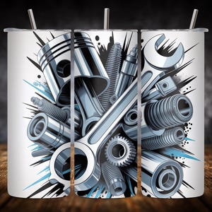 Mechanic Tumbler Wrap 20oz SVG: Custom Laser Engraving Design (Digital Download)