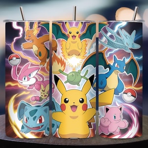 Cartoon Characters Tumbler Wrap: 20oz Skinny Sublimation Design (Digital Download PNG File)
