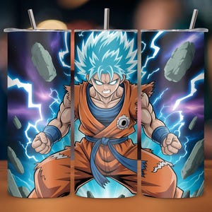 90s Anime Tumbler Wrap PNG | 20oz Skinny Sublimation Design | Goku Super Saiyan Dragon Ball Z | Retro Cartoon Digital Download | Best Seller