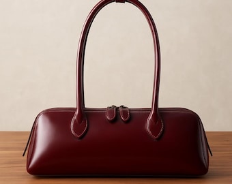 Bolso baguette de piel auténtica: un bolso de hombro de inspiración vintage
