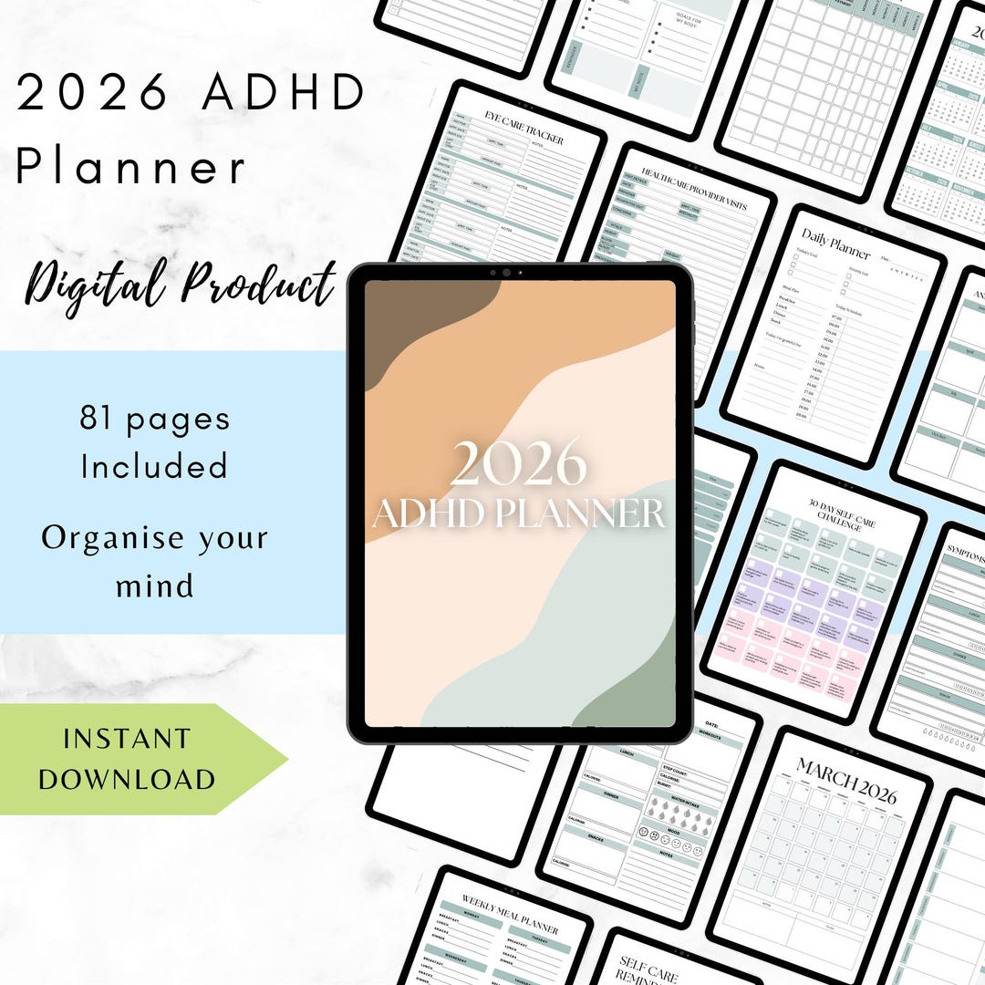 2026 ADHD Planner Bundle Digital Download | All-in-one Printable ...