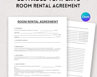 Editable Rental Agreement Template: Printable Lease Contract (Digital Download)