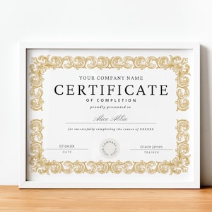 Certificate Of Completion Template, Printable Course Certificate Of Completion, Editable Beauty Award Canva Certificate Template
