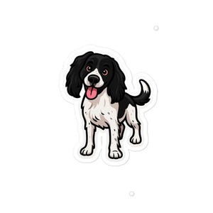 Piper English Cocker Spaniel Sticker, Black and White Dog Decal, Cute Spaniel Dog Laptop Water Bottle Sticker