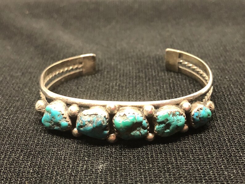 Vintage Southwest N A Turquoise Hand Cast Bracelet