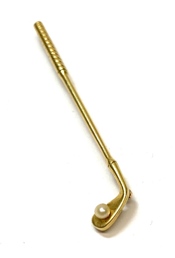 Antique 14K & Cultured Pearl Tie Bar Pin / Lapel P