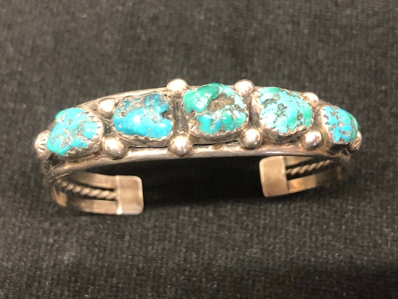 Vintage Southwest N A Turquoise Hand Cast Bracelet