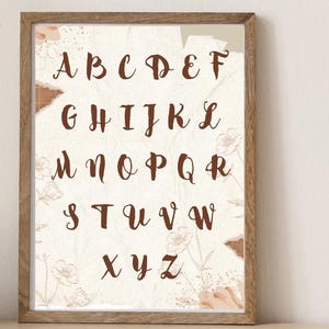 Moody Abc Print Nursery Dark Green Abc Print Educational Alphabet Print Nursery Vintage ABCs Poster Alphabet Chart Simple Educational Poster