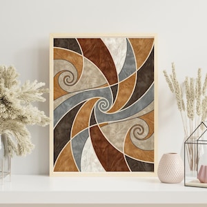 Mid Century Modern Abstract Print: Earth Tone Geometric Wall Art (Digital Download A2 Size )