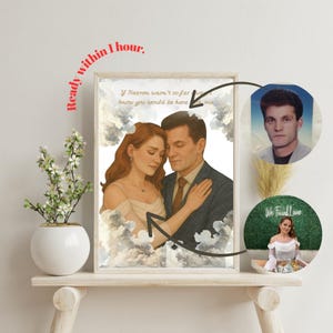 Custom Memorial Portrait - Watercolor Remembrance Art (Heaven Theme)