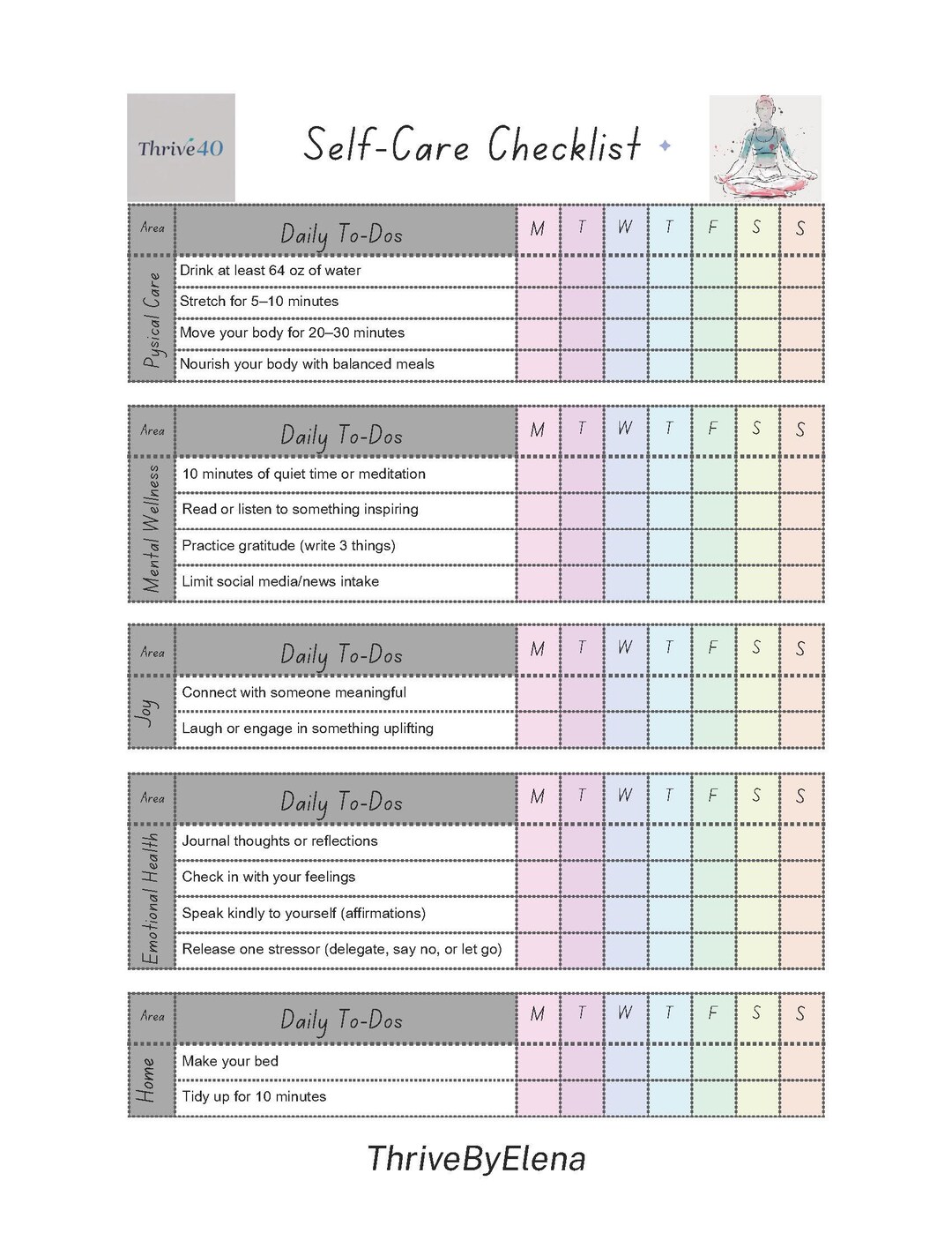 EASY* Self Care Checklist | Printable | for Women Over 40 | Busy Moms ...